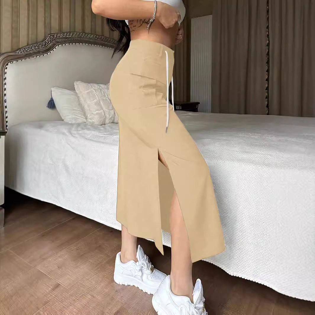Jupe haute taille élégante pour femme avec poches pratiques et cordon de serrage réglable Levoire