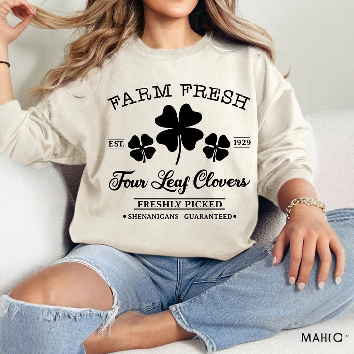 Sweat-shirt de loisirs pour femmes avec motif de trèfle inspiré du vintage et coupe confortable Levoire