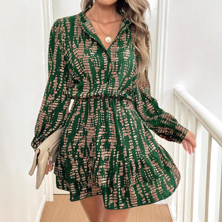 Robe chemise féminine à la mode avec un ourlet à volants élégant et une ceinture à la taille Levoire