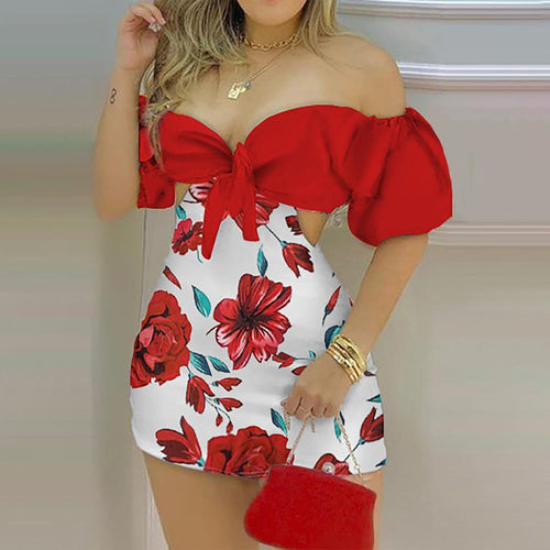 Robe mini pour femmes avec des manches à volants colorées et une coupe ajustée Levoire