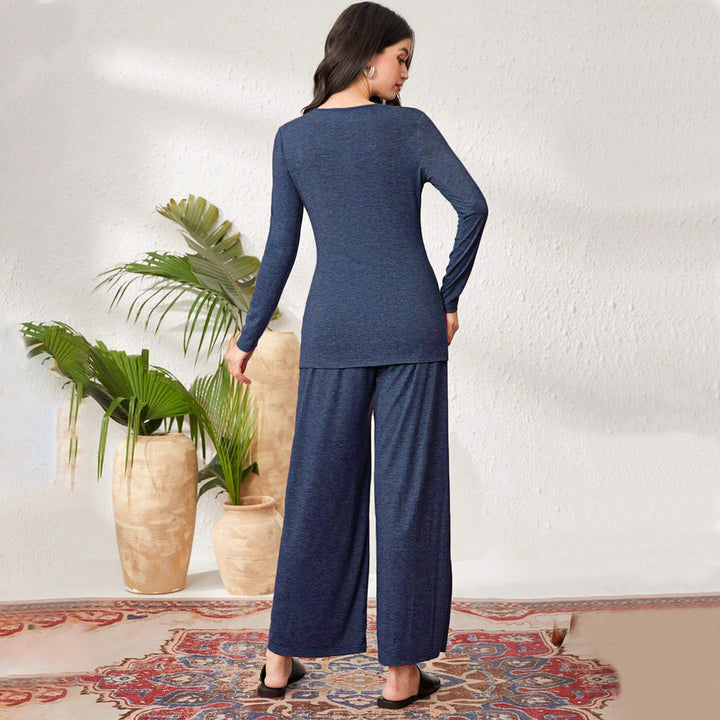 Costume de détente confortable pour femmes avec veste à manches longues et pantalon large Levoire