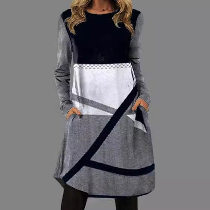 Levoire | Rennokas Print Col Rond Manches Longues Robe Poche