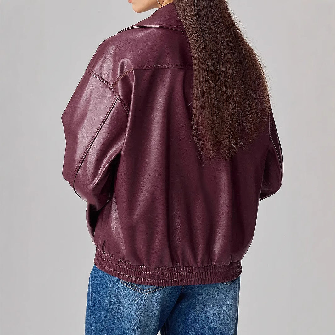 Veste en faux cuir pour femmes dans un style surdimensionné tendance avec des détails de fermeture éclair étroits Levoire