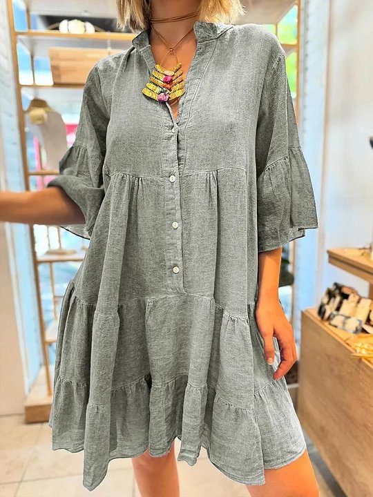 Robe chemise pour femmes avec des détails de volants volumineux Levoire