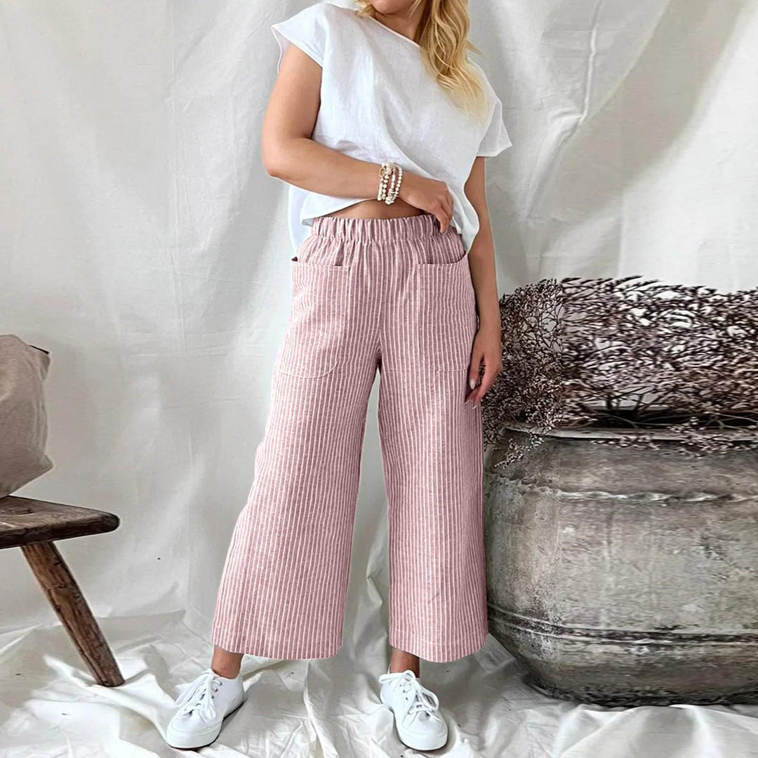 Levoire | Pantalon Large Rayé Confortable Pour Femmes Rot