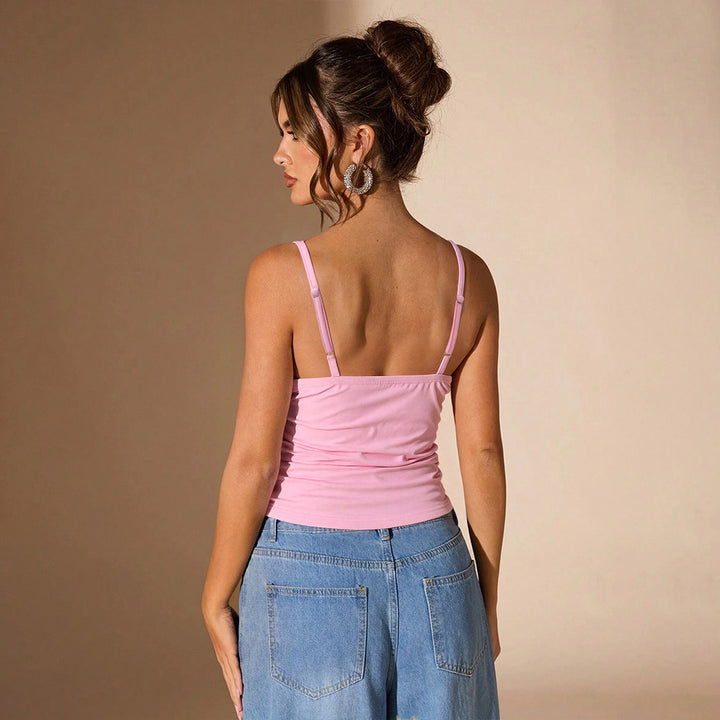 Top sans manches pour femmes avec décolleté en V profond et bretelles spaghetti à la mode Levoire