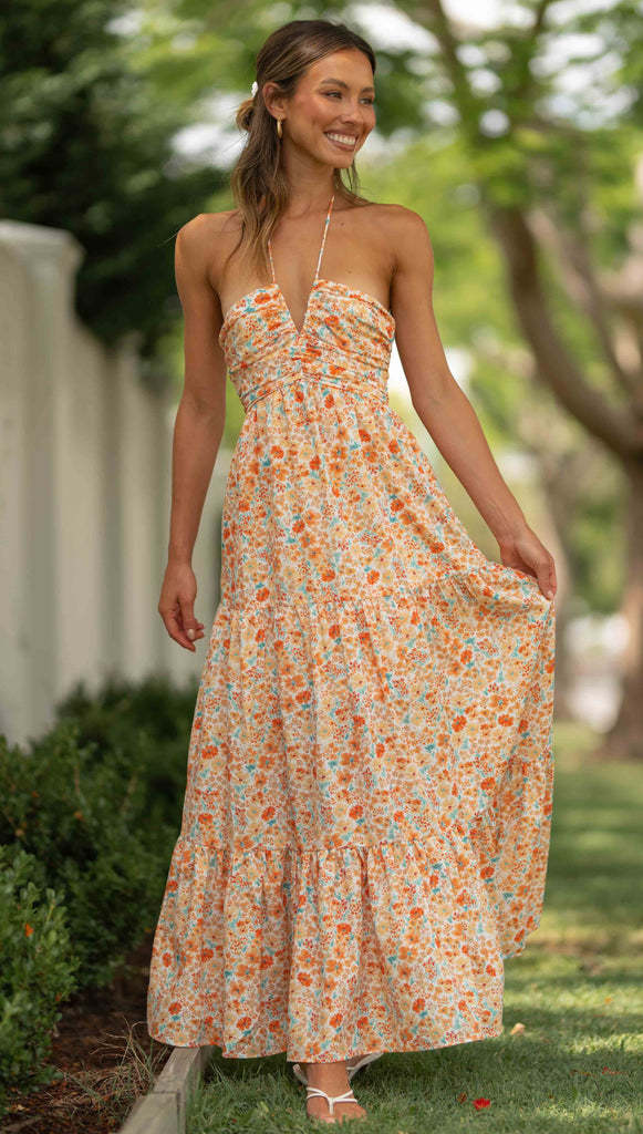 Robe maxi femme avec des motifs floraux Levoire