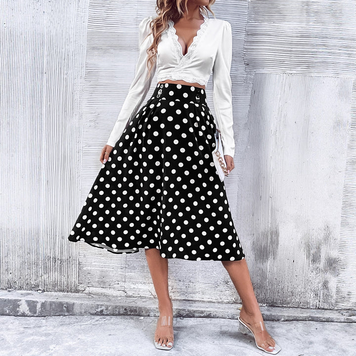 Jupe midi pour femmes avec un élégant design à pois et taille haute Levoire