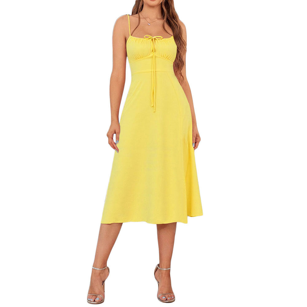 Robe maxi femme avec bretelles spaghetti réglables et cordon de taille raffiné Levoire