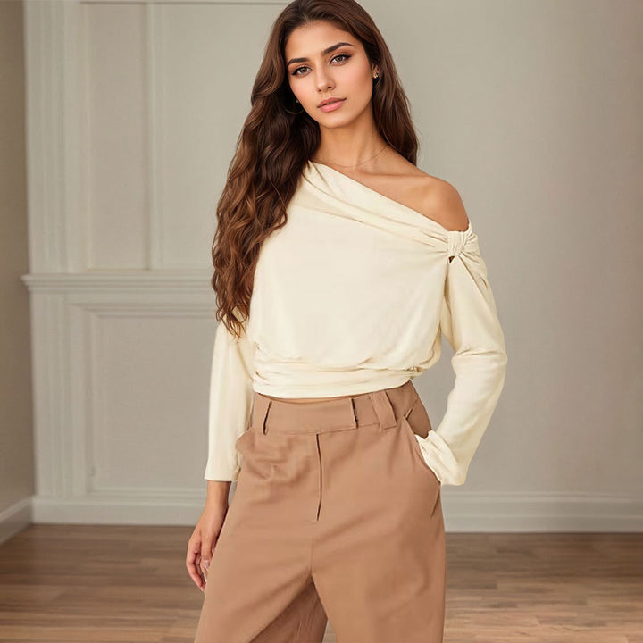 Haut élégant pour femmes à épaules dénudées avec design drapé et fronces Levoire