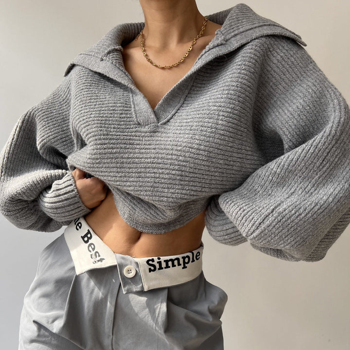 Levoire | Pull à col en tricot élégant Gris