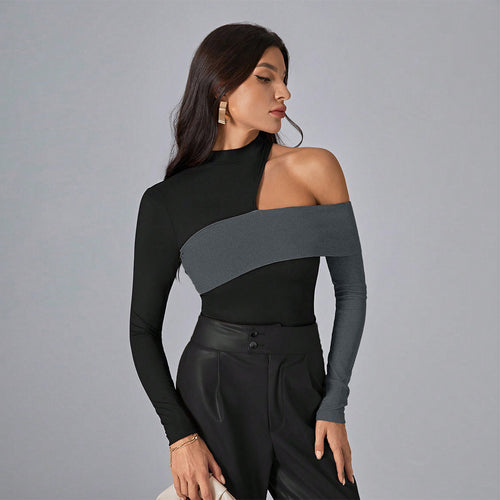 Chemise à manches longues asymétrique pour femmes avec des détails découpés élégants Levoire