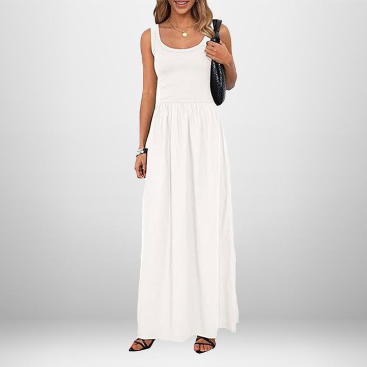 Robe maxi pour femmes en tissu coton doux et taille élastique coupe Levoire