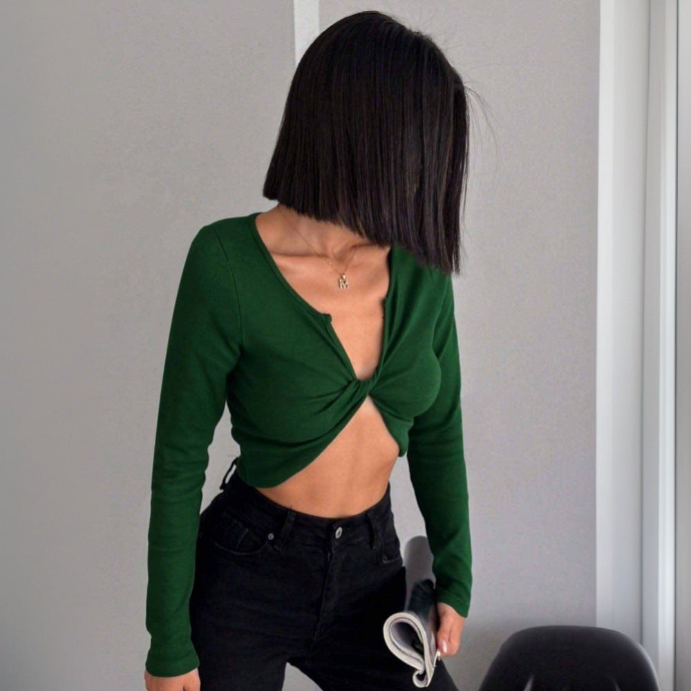 Chemise à manches longues coupe courte pour femme avec design twist décoratif Levoire