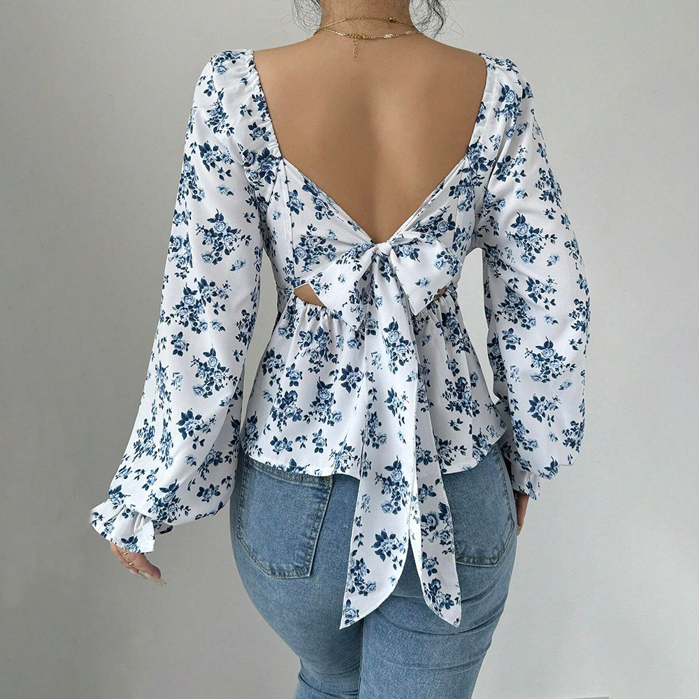 Blouse femme avec design floral et manches volumineuses Levoire