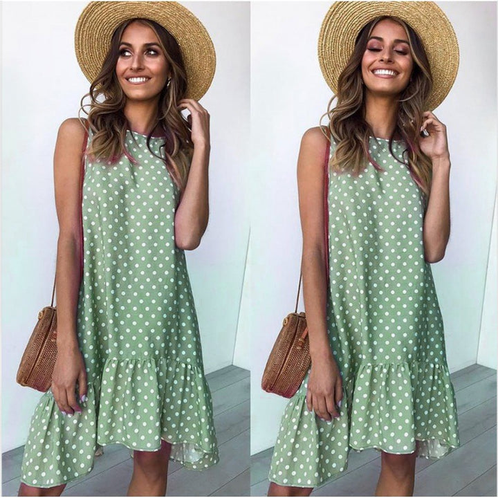 Robe d'été A-line pour femme avec ourlet volanté et pois Levoire