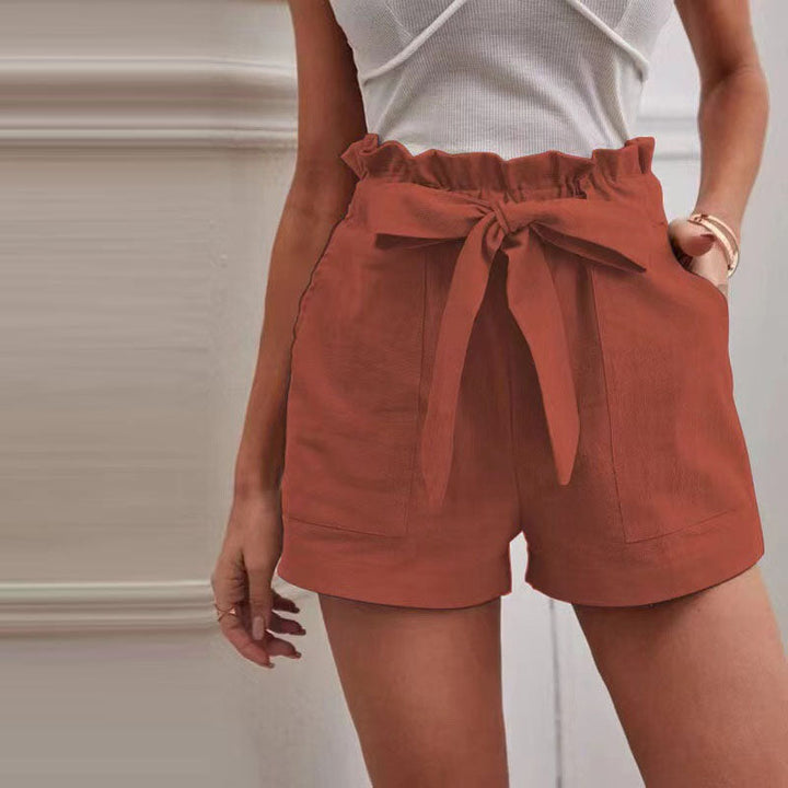 Levoire | Short Décontracté De Couleur Unie Rouge