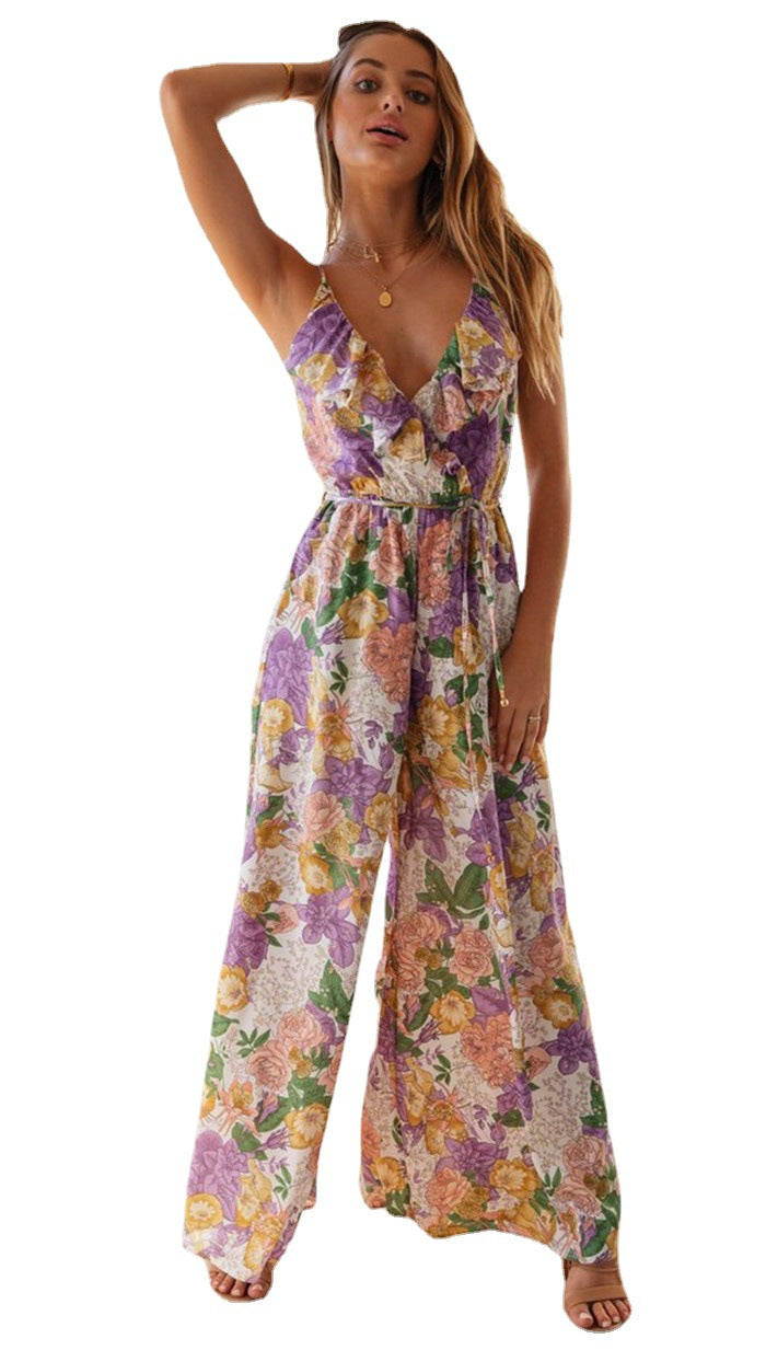 Jumpsuit romantique pour femme avec coupe fluide et décolleté en V profond Levoire