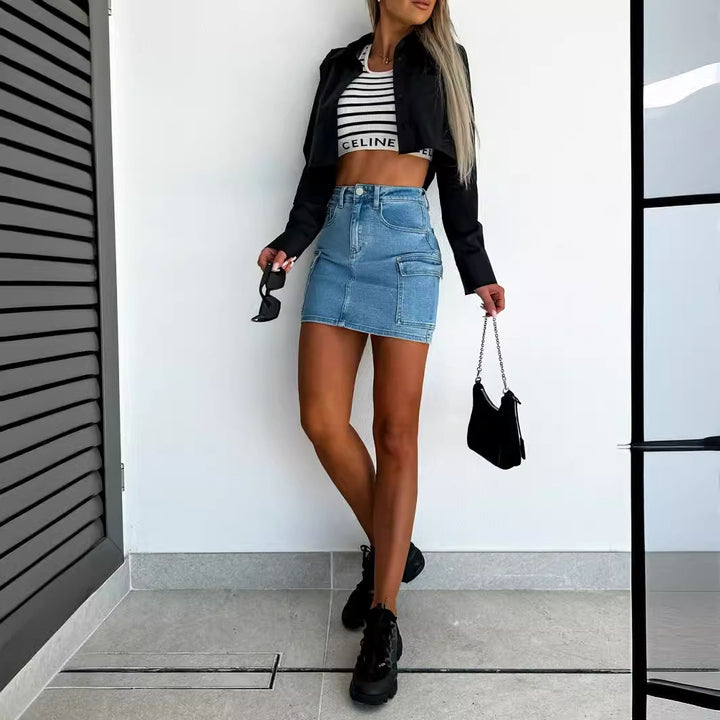Jupe en denim pour femmes avec poches pratiques et design moderne Levoire