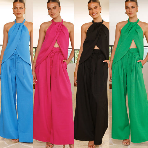 Combinaison sans manches en chiffon aérien pour femme avec taille élastique à cordon Levoire