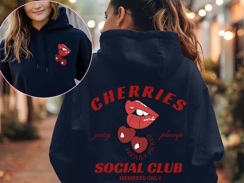 Sweat à capuche femme avec design cerise exclusif Levoire