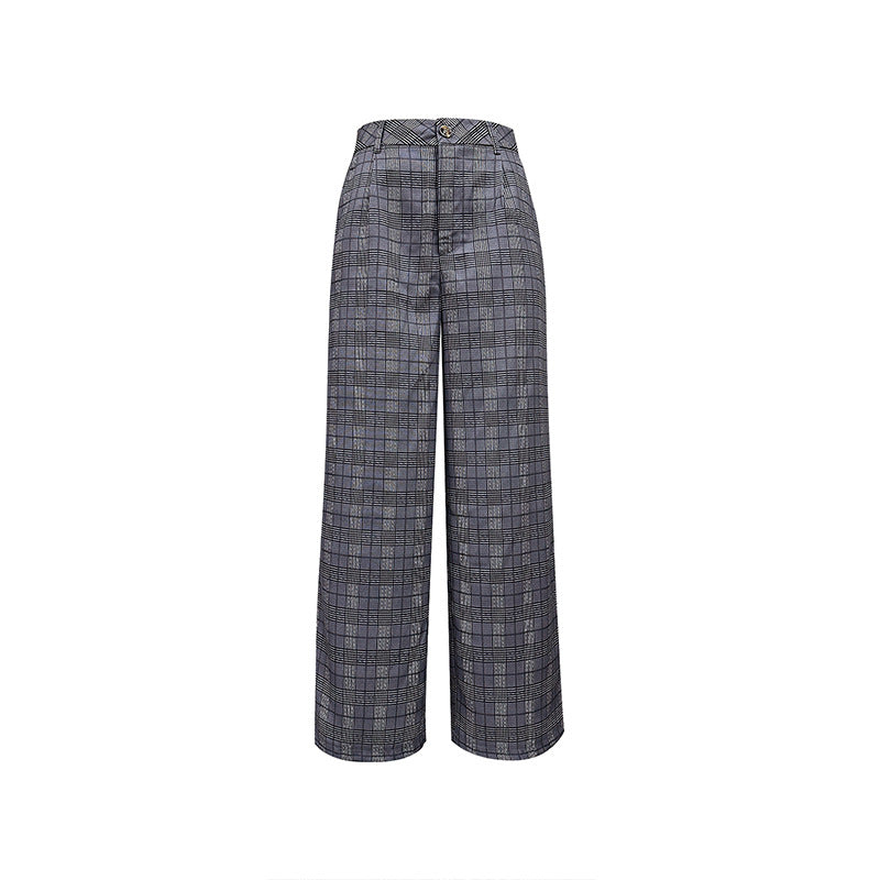 Pantalon large à carreaux pour femmes Levoire
