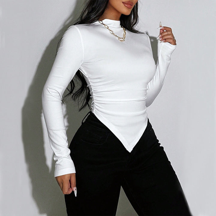 Tops femme à manches longues avec ourlet asymétrique et élégantes fronces Levoire