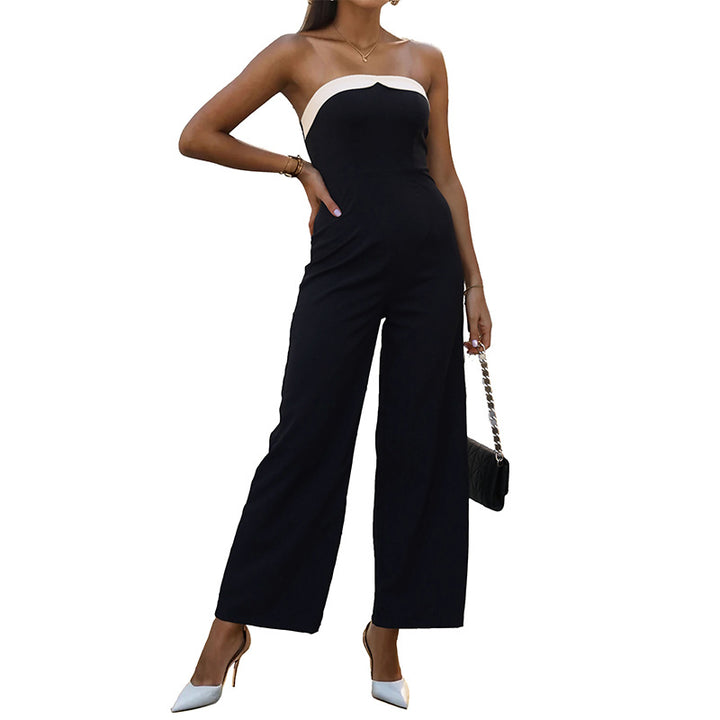 Jumpsuit sans dos pour femmes avec jambes larges et accentuation élégante de la poitrine Levoire