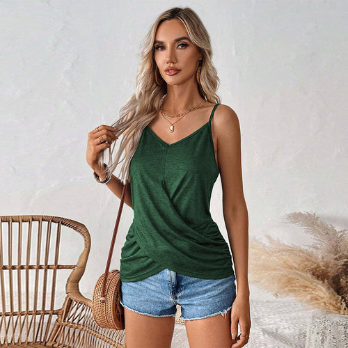 Haut sans manches pour femmes avec drapés et décolleté en V profond Levoire