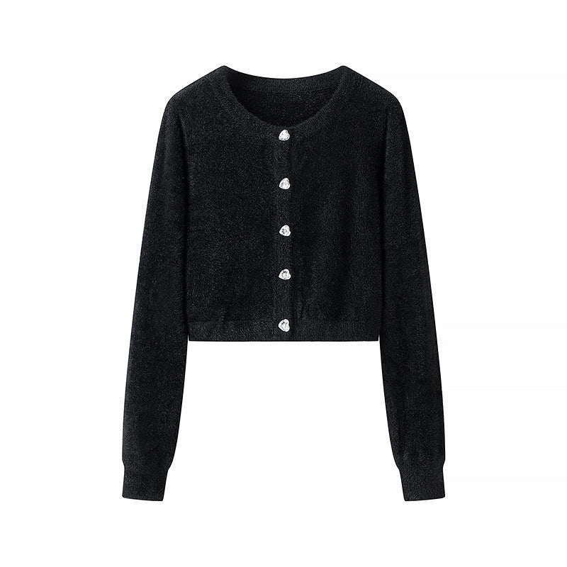 Levoire | Confortable Cardigan Tricot Printemps Top noir f