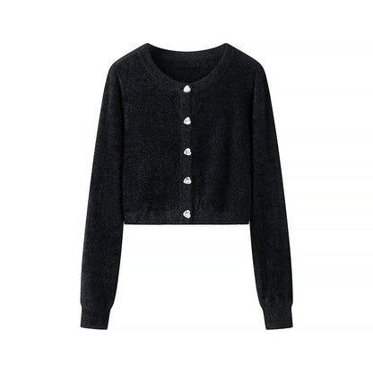 Levoire | Confortable Cardigan Tricot Printemps Top noir f