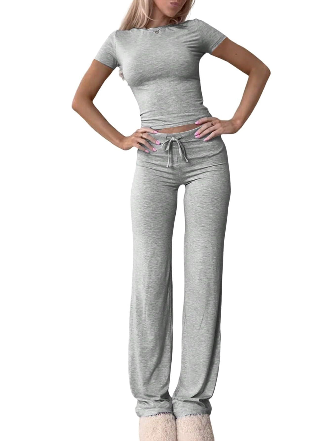 Levoire | Ensemble Sportif Haut Décontracté Pantalons Longs Ensemble Gris