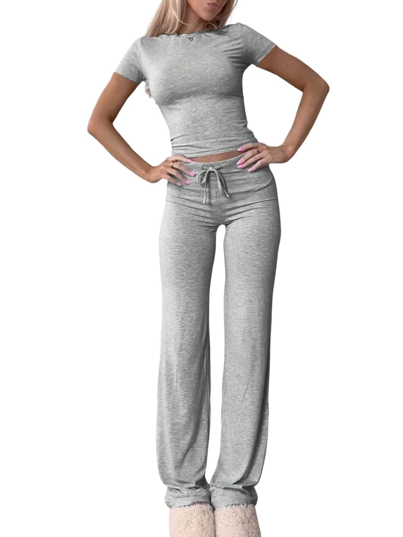 Levoire | Ensemble Sportif Haut Décontracté Pantalons Longs Ensemble Gris