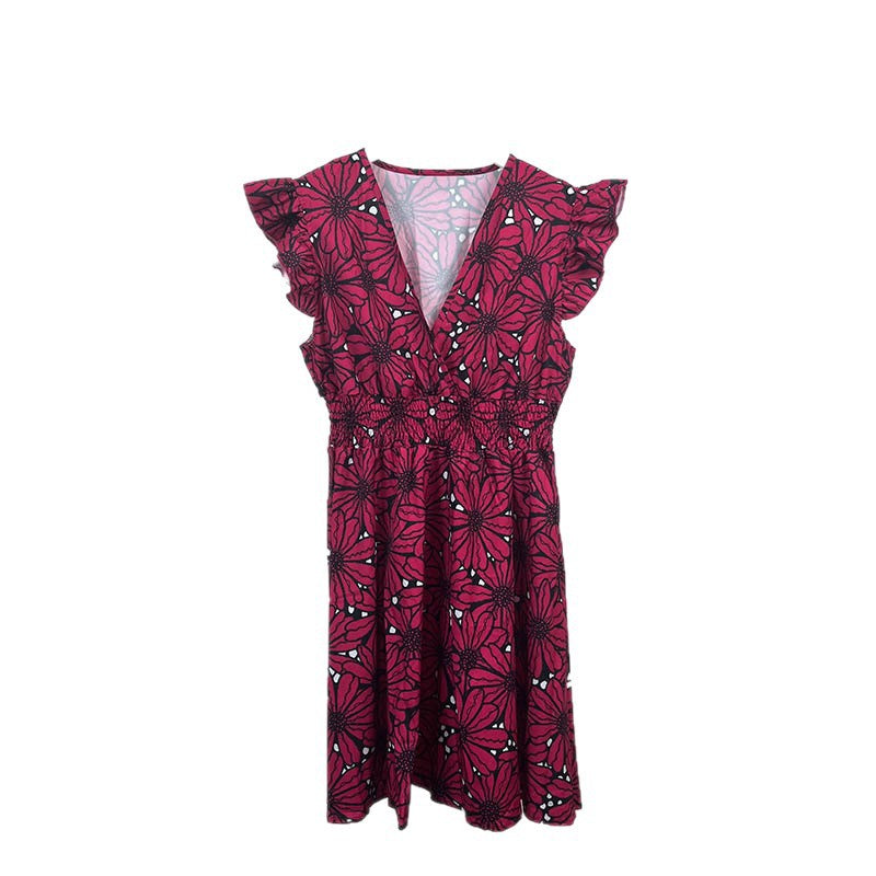 Robe Florale Élégante pour Femmes avec Ourlet Ample et Volants Levoire