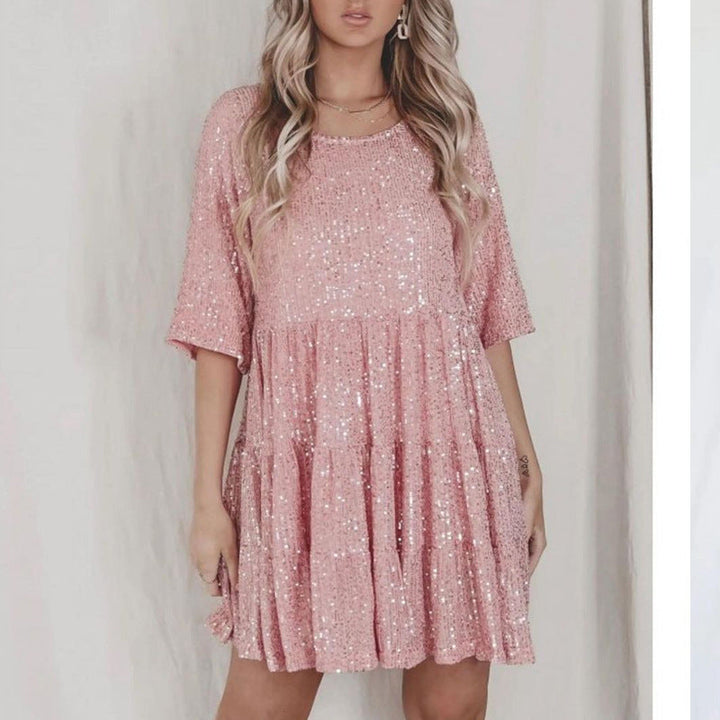 Levoire | Chic Vartalon robe de fête courte à manches courtes Rosa