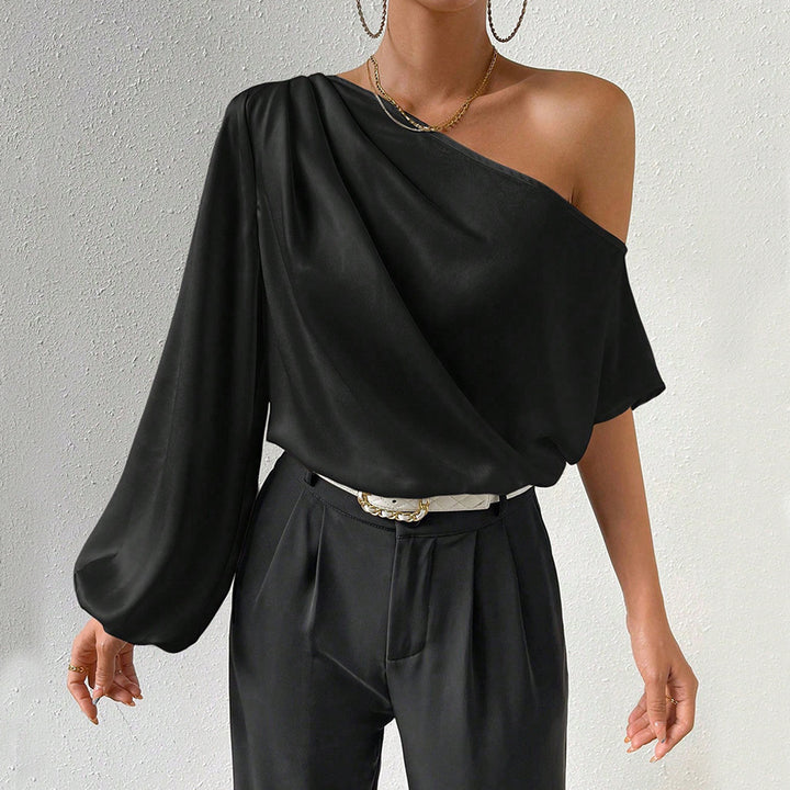 Top asymétrique pour femmes avec des manches bouffantes élégantes Levoire