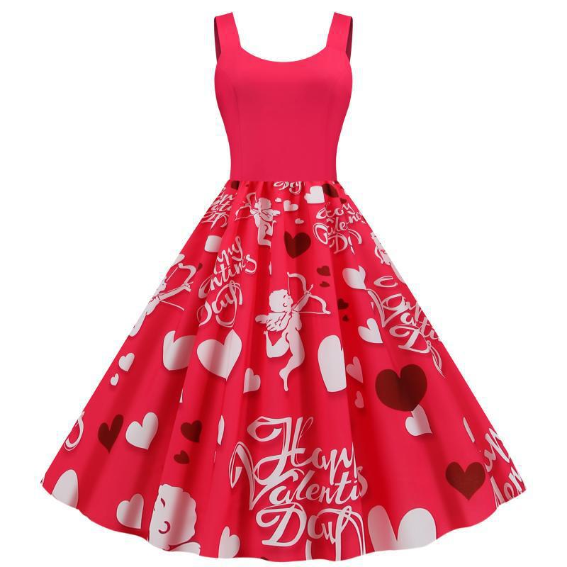 Robe Swing pour femmes avec des designs de cœur romantiques Levoire