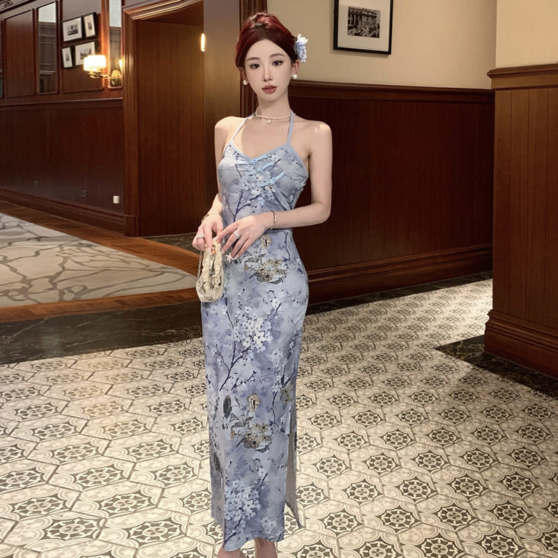 Levoire | Robe Kukka Vintage fleur fente sur le côté robe Couleur