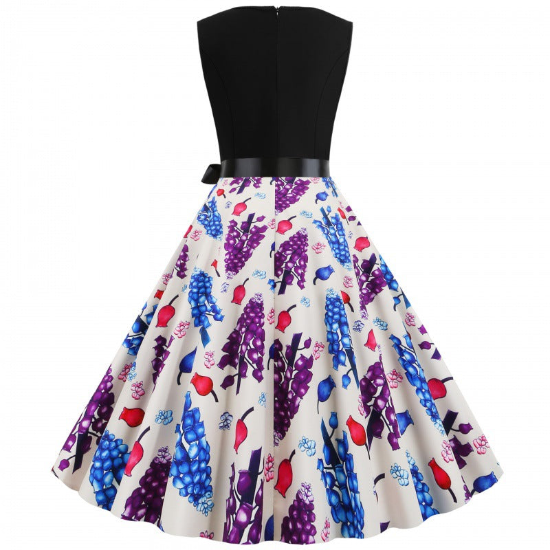 Robe swing pour femmes avec motif floral et ceinture à la taille Levoire