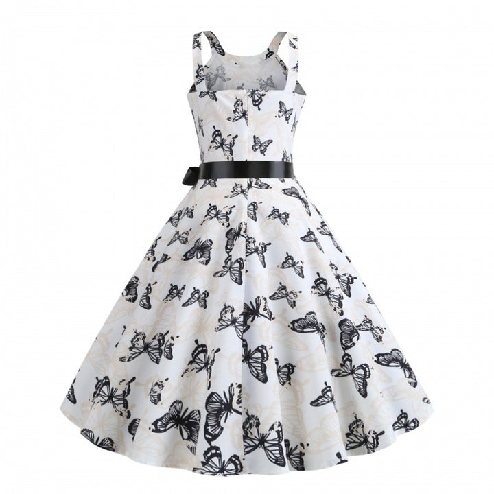 Robe midi pour femmes avec imprimé papillon et ceinture à la taille Levoire