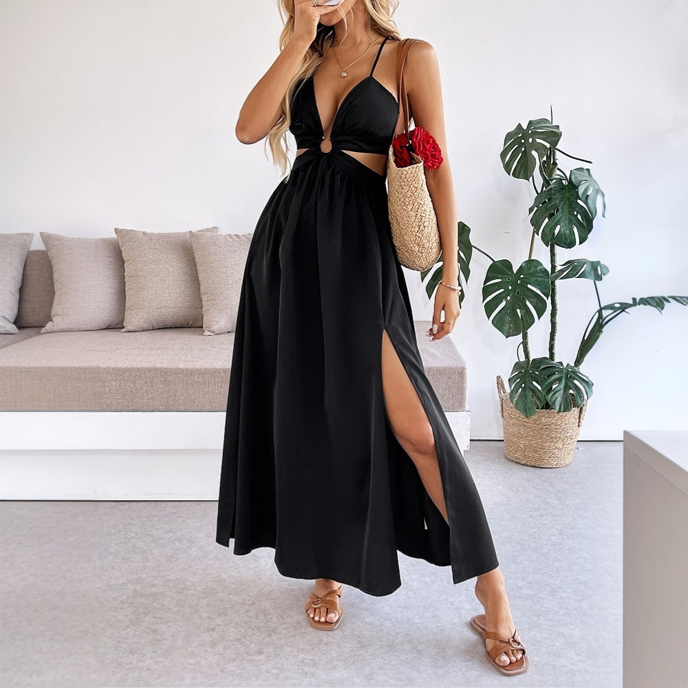 Robe maxi femme avec bretelles amovibles et détails découpés Levoire
