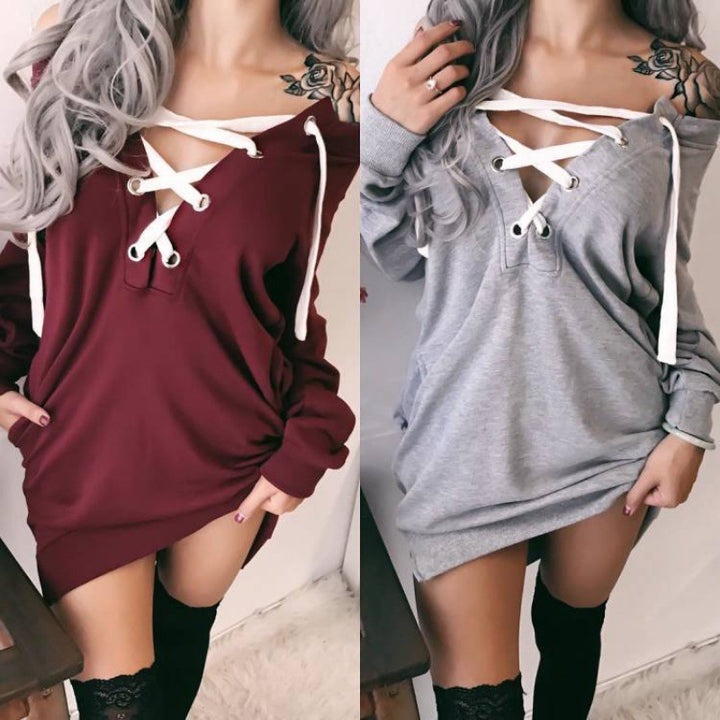 Sweat à capuche surdimensionné pour femmes avec design de lacet ludique Levoire