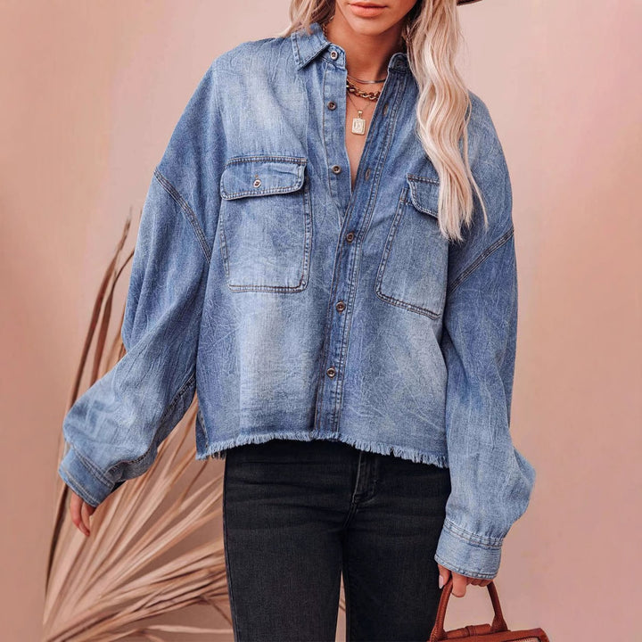 Veste en jean pour femmes dans un style décontracté oversize avec des détails frangés Levoire