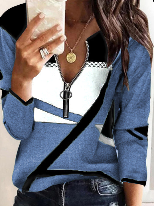 Levoire | T-shirt à manches longues zip tendance Bleu