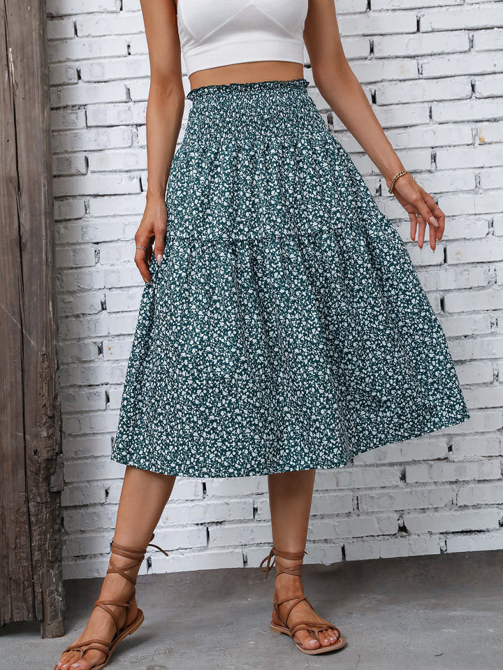 Jupe midi pour femmes avec taille élastique et motif floral Levoire