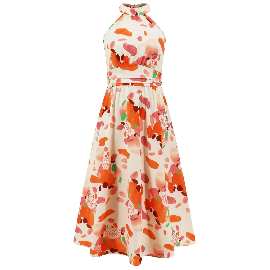 Levoire | Robe sans manches pour femmes avec col montant en tissu imprimé
