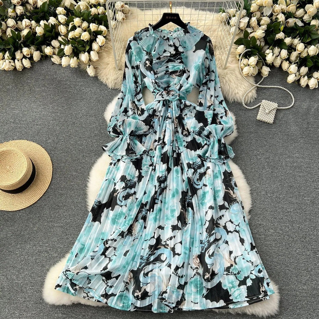 Levoire | Jupe en chiffon plissée Bleu Taille libre