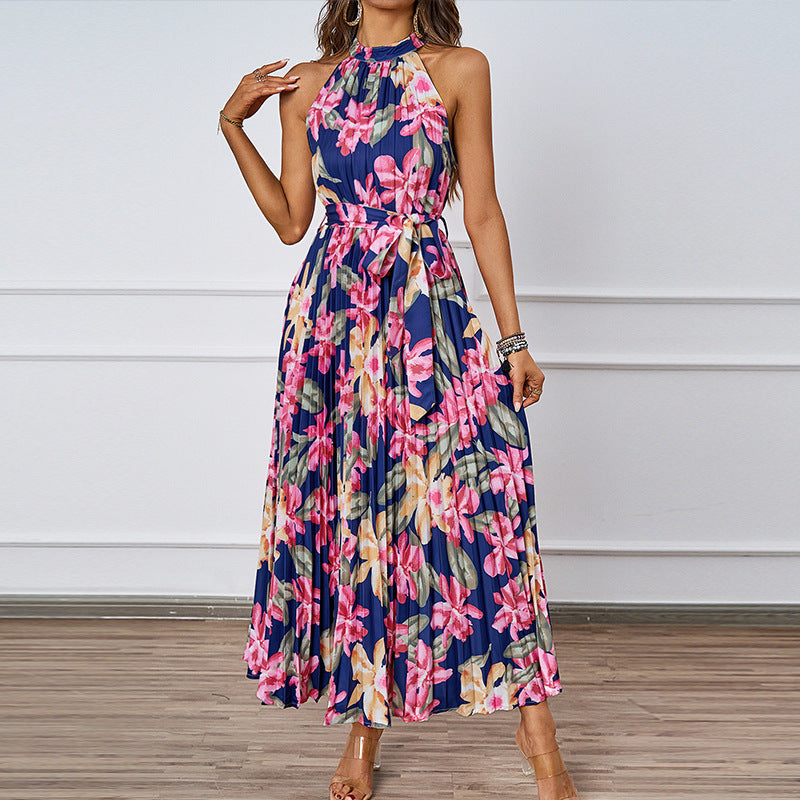 Robe maxi élégante pour femmes avec design floral et haut froncé Levoire