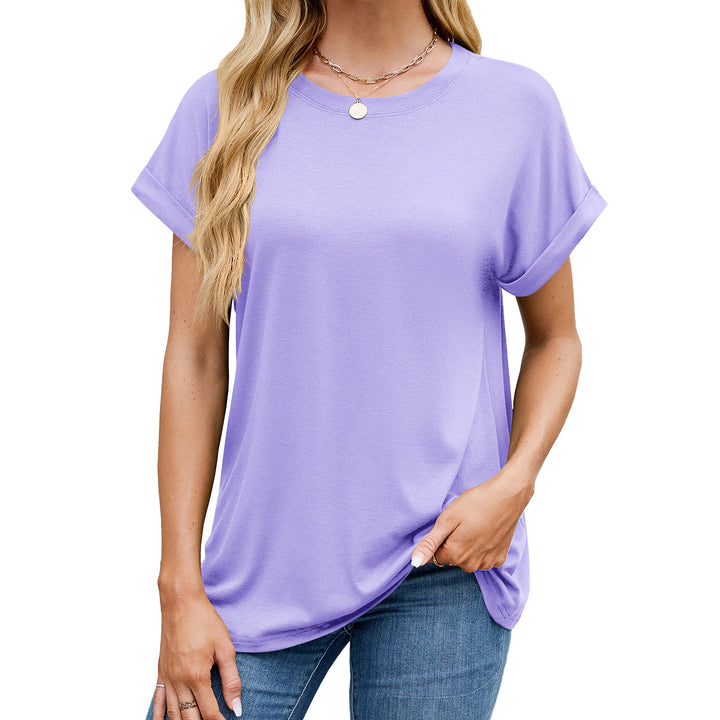 Levoire | Essentiel Uni Ronde Décontractée T-shirt Violet