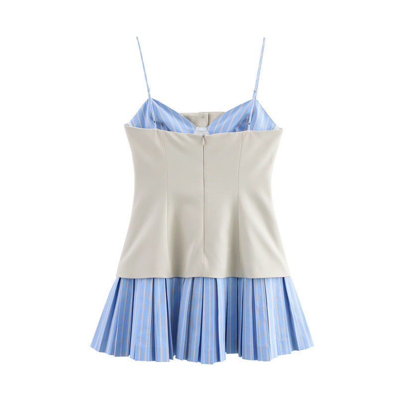 Levoire | Élégant robe à bretelles spaghetti en satin patchwork